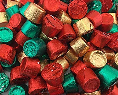 Rolo Chocolate Caramel Candy, Christmas Baking Supplies, Red, Green and Gold Foils, 4 Pounds