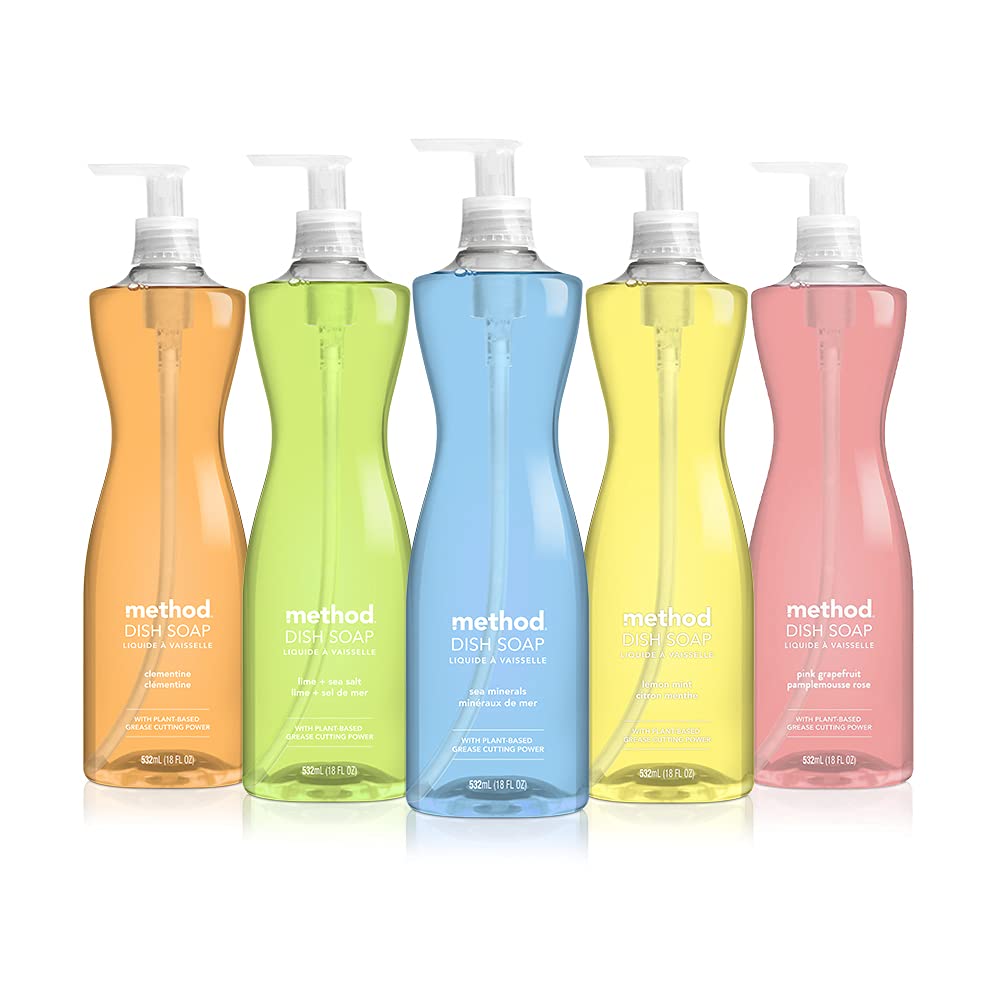 Method Gel Dish Soap Refill, Lime + Sea Salt, Tough on Grease, 36 Fl Oz (Pack of 6)