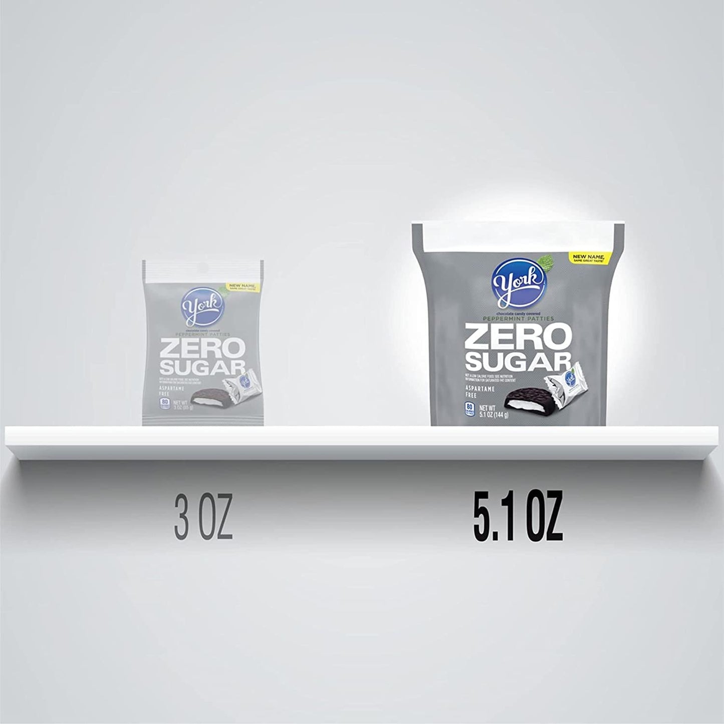 YORK Zero Sugar Chocolate Peppermint Patties Candy, Individually Wrapped, Aspartame Free, 5.1 oz Bag (Pack of 2) (2)