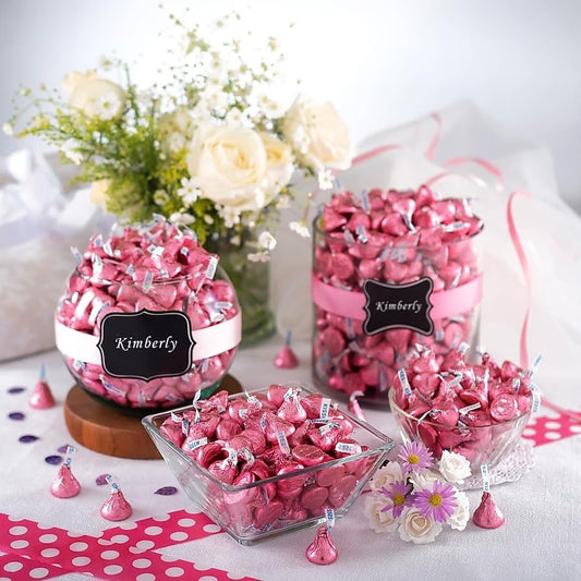 Milk Chocolate Candy In Pink Foil - Individually Wrapped Chocolates Pink Candies for Baby Showers, Weddings, Gender Reveals & Party Buffets