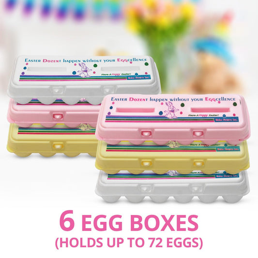 Easter Eggs Dozen Boxes, 6 Boxes Easter Egg Hunt Supplies, Ideal for Kids and Adults, Perfect Addition to Egg Decorating Events and Family Gatherings for a Memorable and Colorful Experience