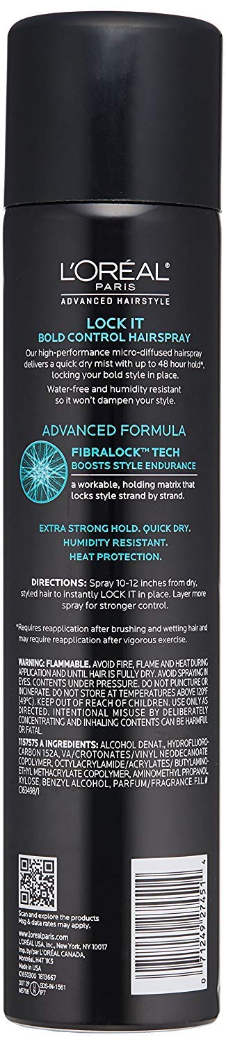 L’Oreal Paris Lock It Bold Control Hairspray 8.25 Ounce (244ml) (2 Pack)