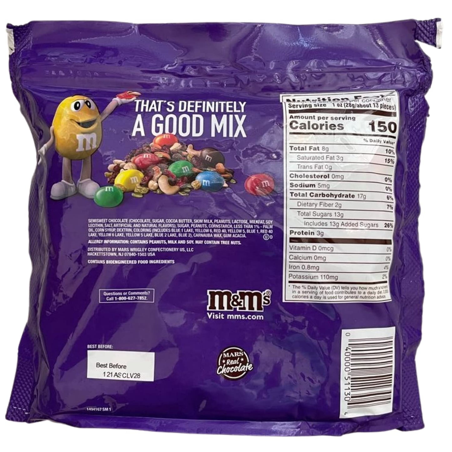 M&M's Family Size Candy, Dark Chocolate, 19.2 Ounce (49% Cacao Dark Chocolate Peanut Candies, 2 Bags)