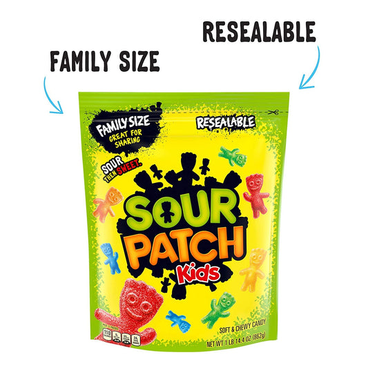 SOUR PATCH KIDS Soft & Chewy Candy, Family Size, 1 lb 14.4 oz