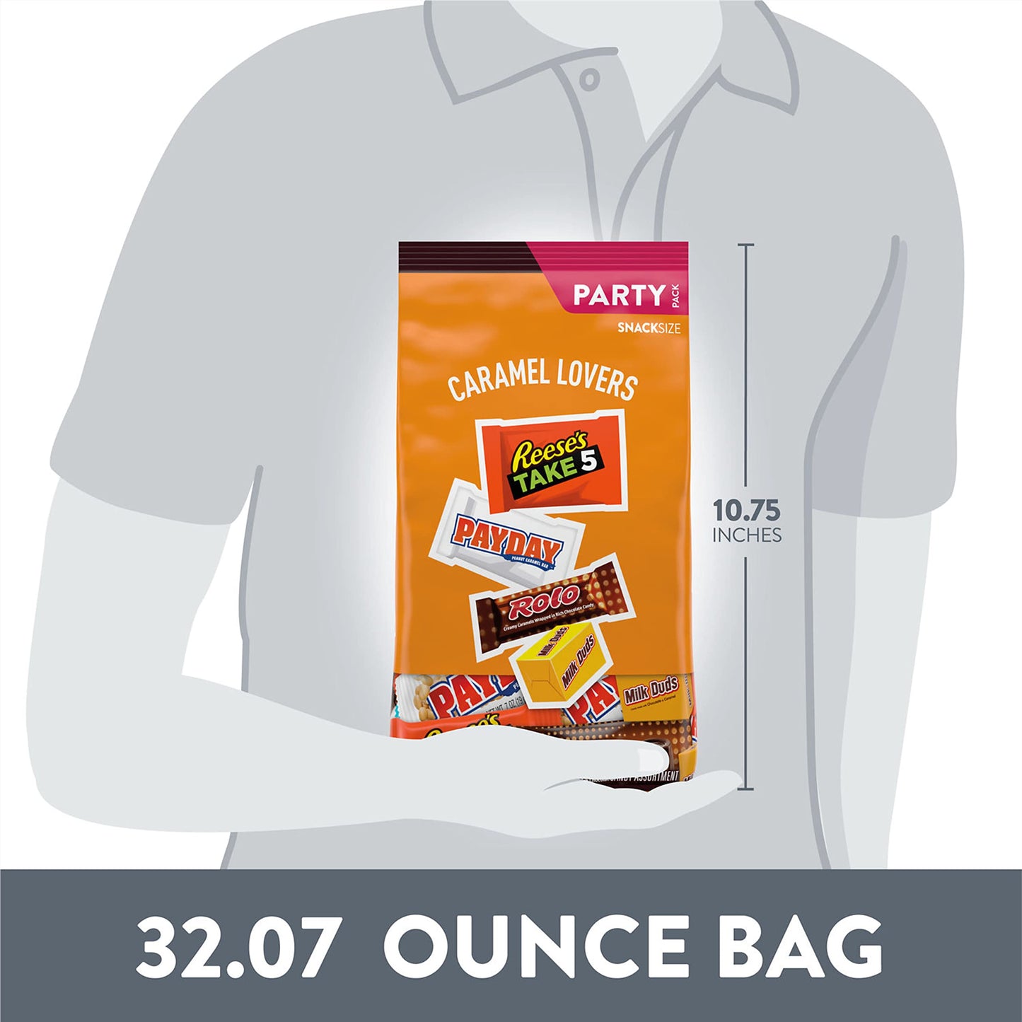 Hershey Assorted Caramel Flavored Snack Size, Candy Party Pack, 32.08 oz