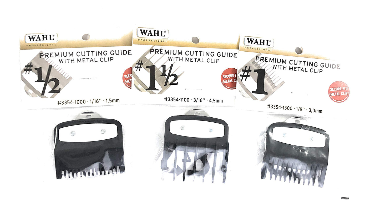 Wahl Professional Premium Cutting Guide With Metal Secure Clip: #1/2", 1", 1 1/2". Combo set #3354-1000, 1100, 1300 Fits All Wahl Clippers/Trimmers