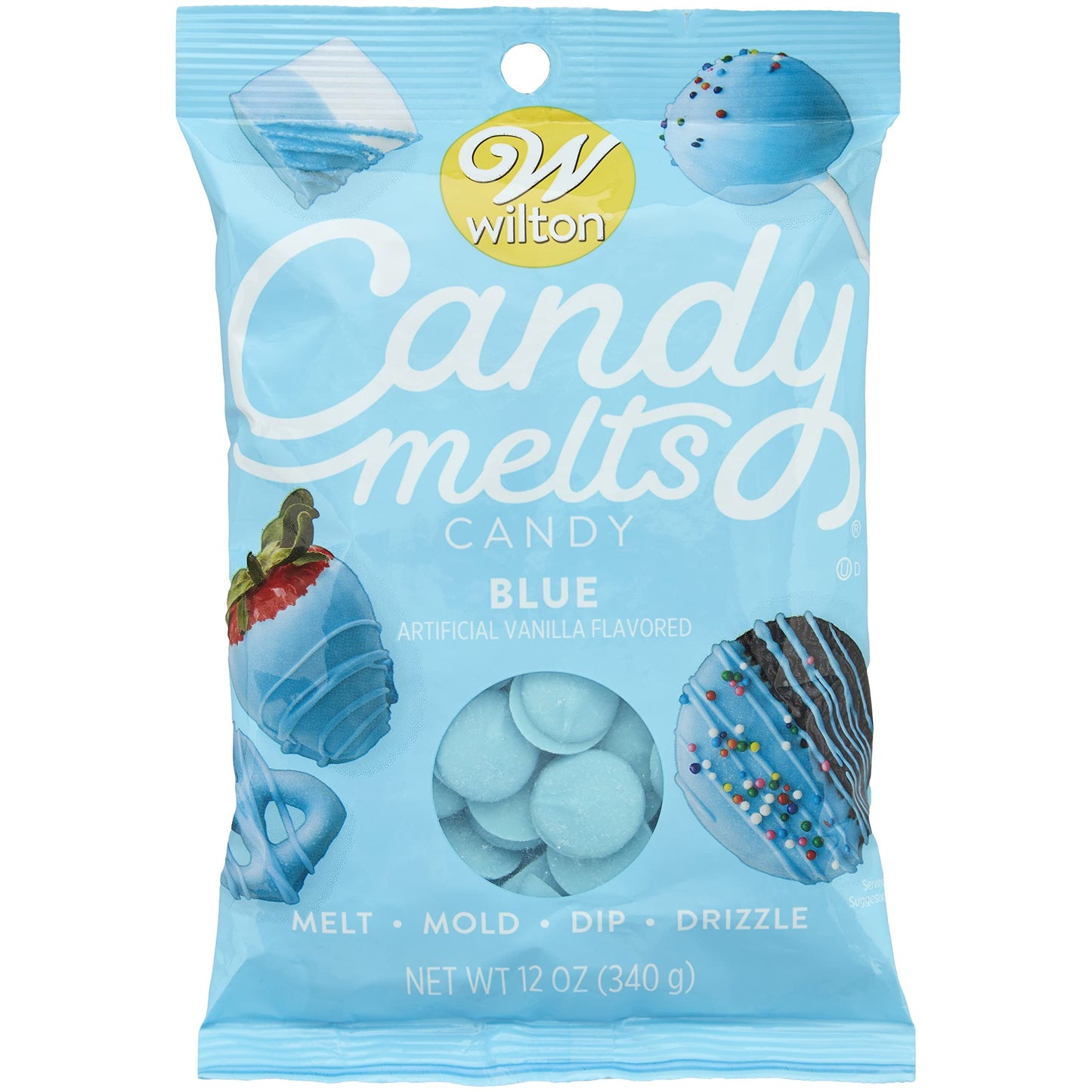 Wilton Candy Melts, Candy, Blue, Artificial Vanilla Flavor, Net Wt 12 Oz (340 g)