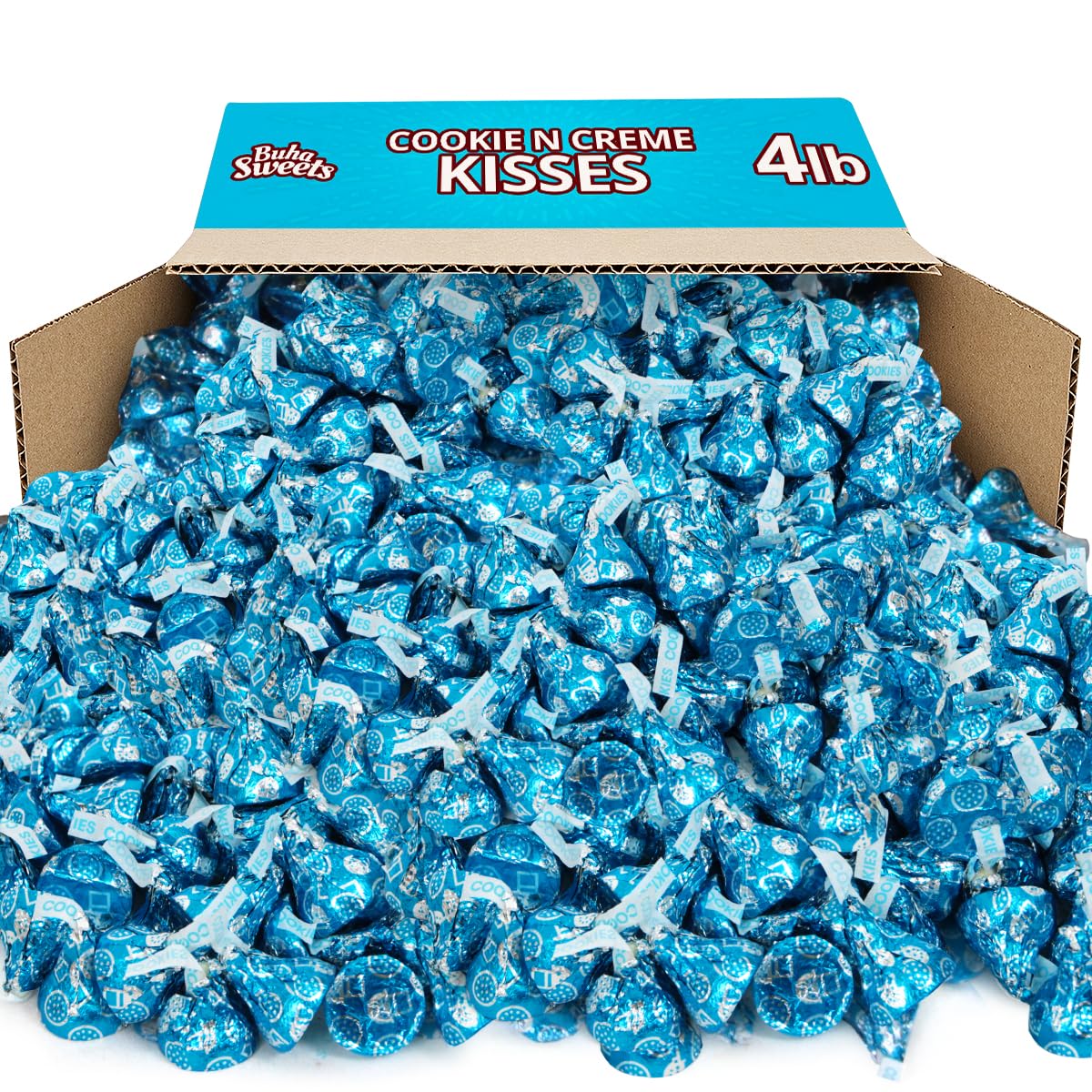 Hershey Cookies & Cream Kisses Bulk Pack Individually Wrapped White Chocolate Cookies n Cream Candy For Parties, Special Events and Celebrations