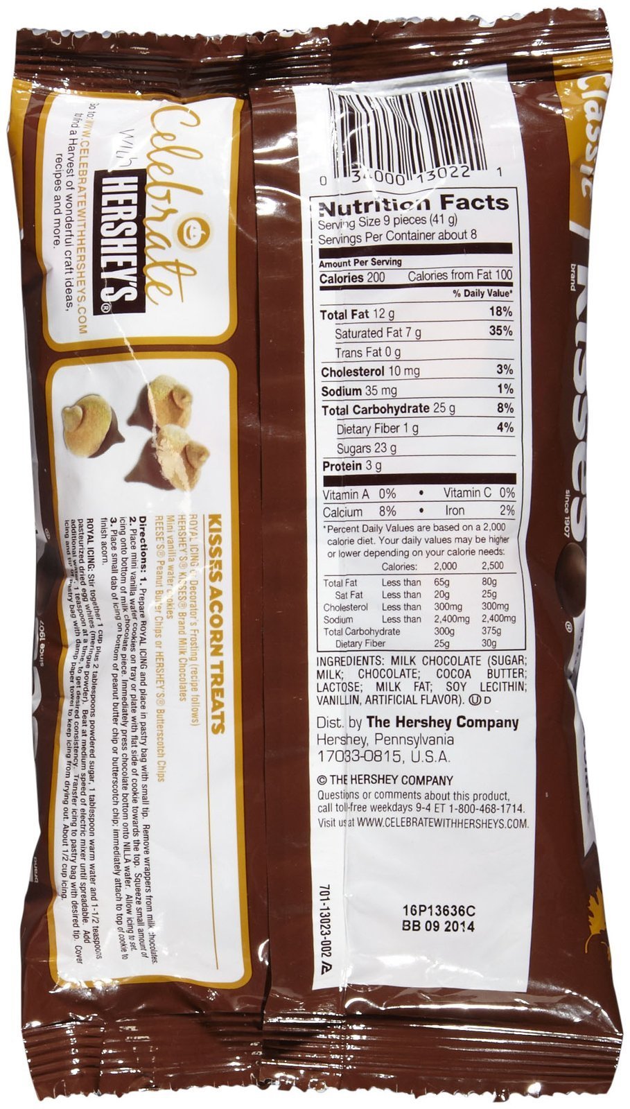 Hershey's Milk Chocolate Kisses Fall Harvest - 11 oz
