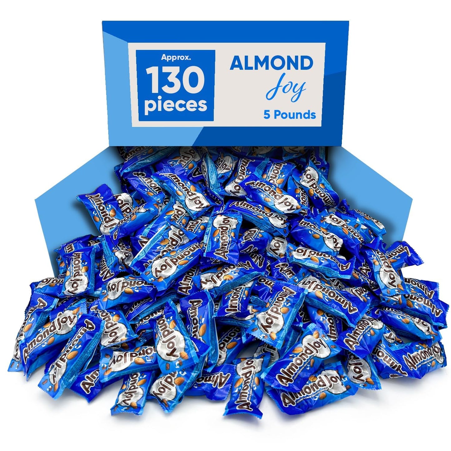 Almond Joy Milk Chocolate Coconut & Almond - Snack Size 5 Pound Approx 130 Pieces - Gluten Free Milk Chocolate Coconut & Almond, - Individually Wrapped Bulk Candy Chocolate Candy- Groceries Snacks for Adults and Kids, Candy for Office, Holiday Chocolate