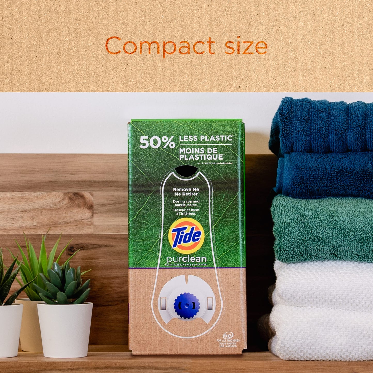 Tide Purclean Plant-Based Epa Safer Choice Natural Laundry Detergent Liquid Soap Eco-Box, Ultra Concentrated High Efficiency (He), 72 Loads