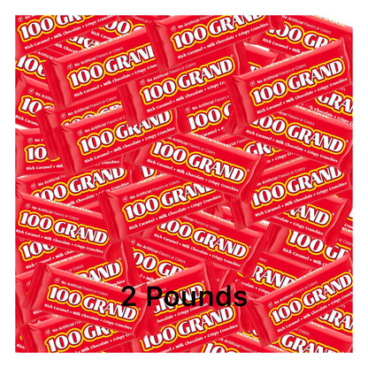 100 Grand Milk Chocolate Candy Bars, Fun Size Bulk Individually Wrapped, Perfect Easter Egg Basket Stuffers Candy, Valentines Day and More 2 Pound