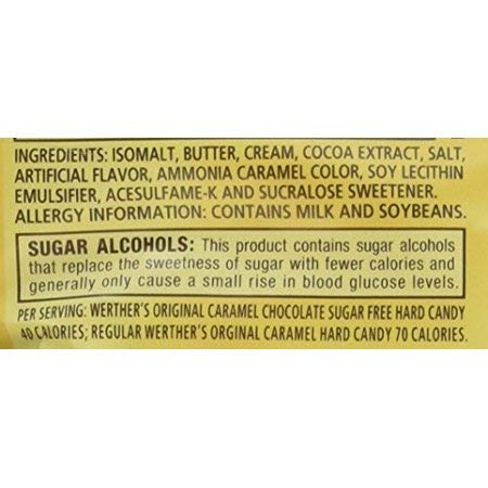 Werther's Original Caramel Chocolate Sugar Free Hard Candies 2.35 Oz(pack of 2)