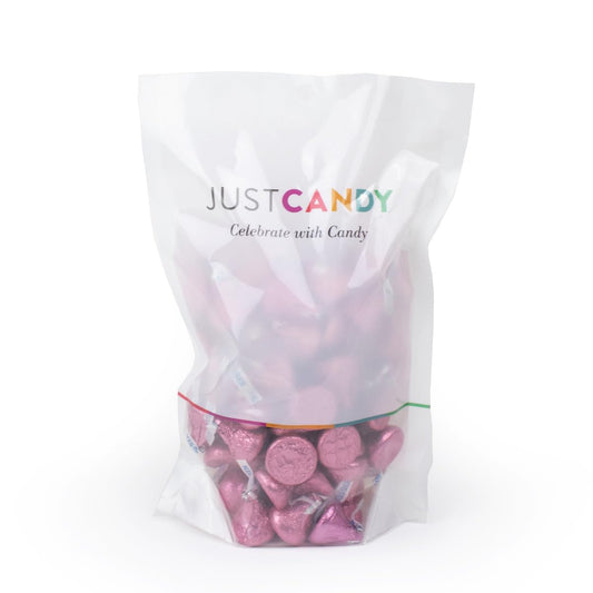 90ct Pink Hershey Kisses Milk Chocolate Bulk Candy Individually Wrapped for Party Favors and Candy Buffets at Birthdays, Weddings, Baby Showers, Breast Cancer Awareness Favors