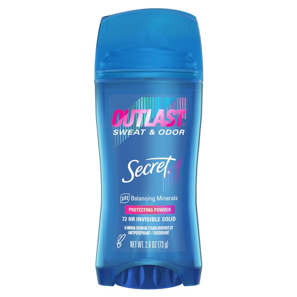 Secret Antiperspirant and Deodorant for Women, Outlast Xtend with 48 Hour Odor Protection Invisible Solid, Protecting Powder, 2.6 Oz Pack of 3 (Packaging May Vary)