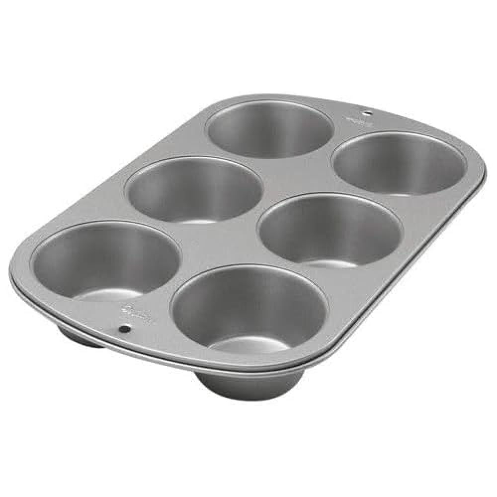 Wilton Jumbo Muffin Tin, Recipe Right, Non Stick, 6 Hole, 7cm x 24.8cm x 36.2cm (3in x 10in x 14in), Steel