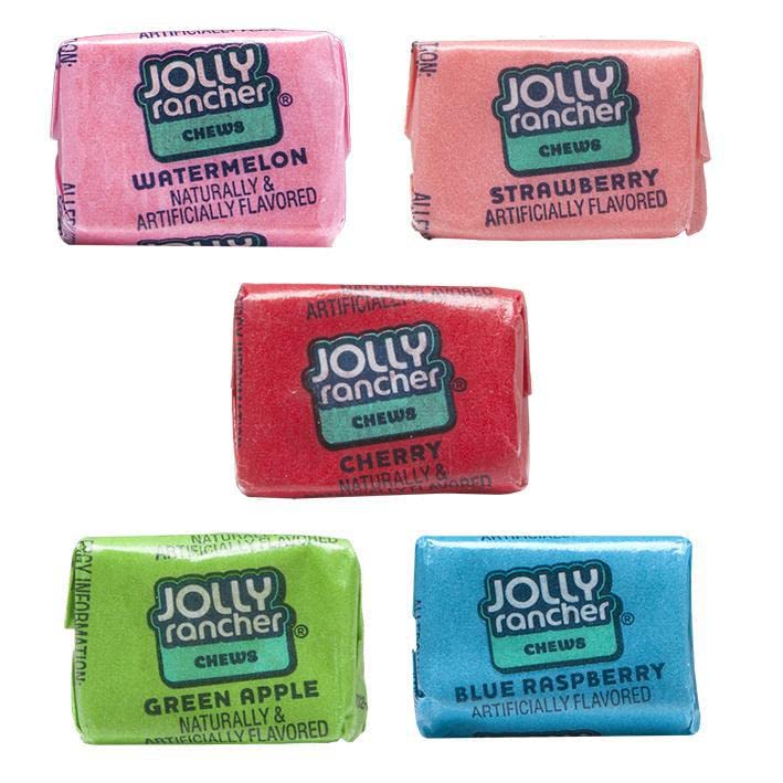 QUEEN JAX,Jolly Ranchers-Jolly Rancher Chews-4 lb Bag Bulk Candy-Chewy Candy-Individually Wrapped Candy-Jolly Ranchers Bulk-5 Flavor Assorted Jolly Ranchers Chews-With Queen Jax Fridge Magnet,Blue
