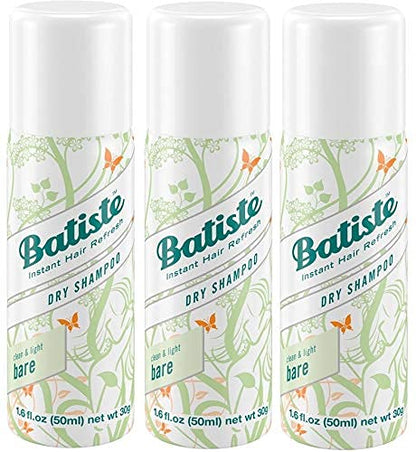 Batiste Dry Shampoo Bare Mini Travel Size 1.06 oz (Pack of 3)