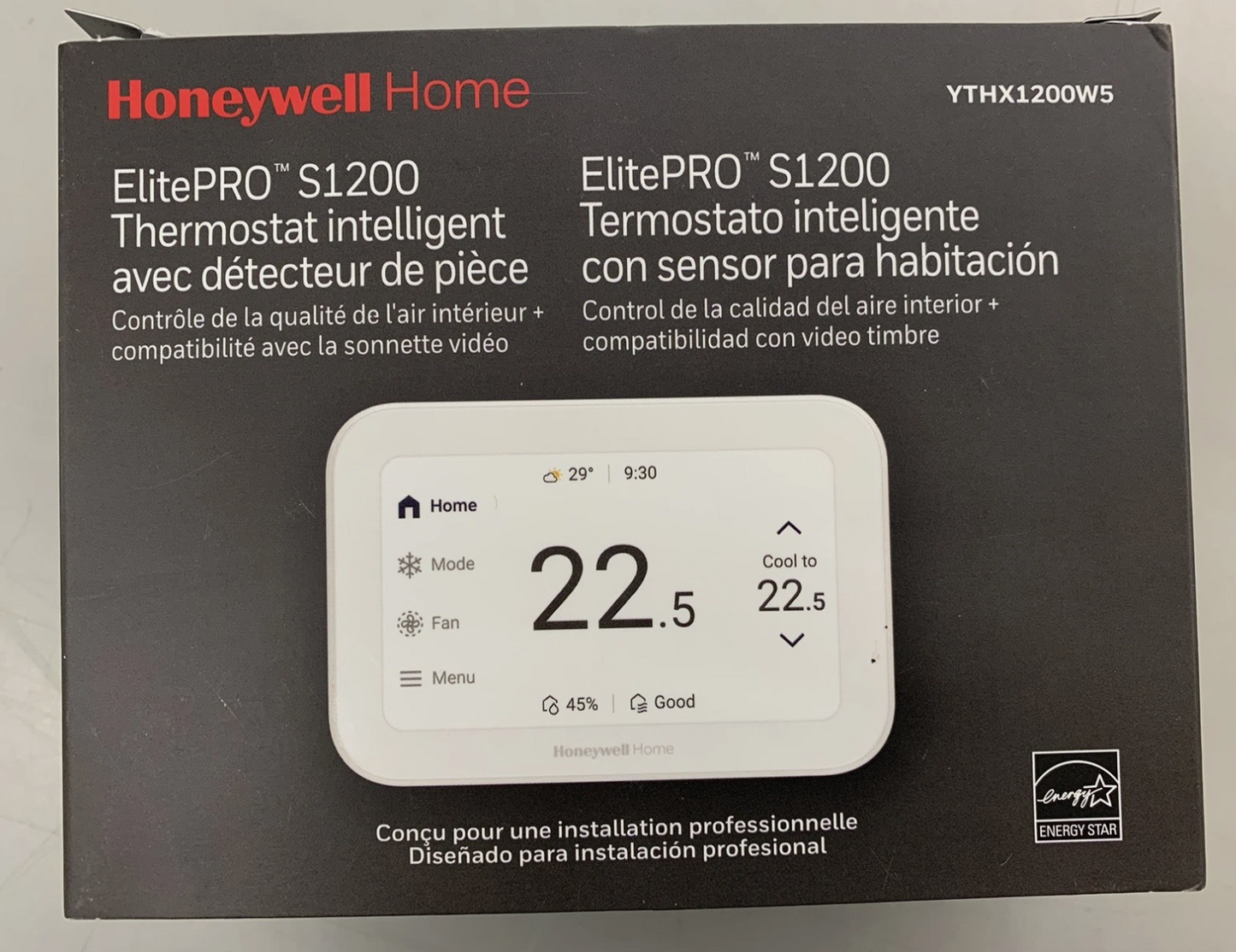 Honeywell Home ElitePro S1200 Smart Thermostat 5" Touchscreen White THX1200W5