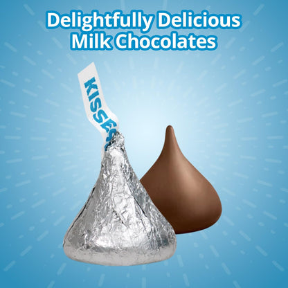 Bulk Milk Chocolate Kisses 1 Pound Approx. 100 Pieces - Individually Wrapped Silver Foil Milk Chocolate Candy for Party Favors, Candy Buffets & Gifts