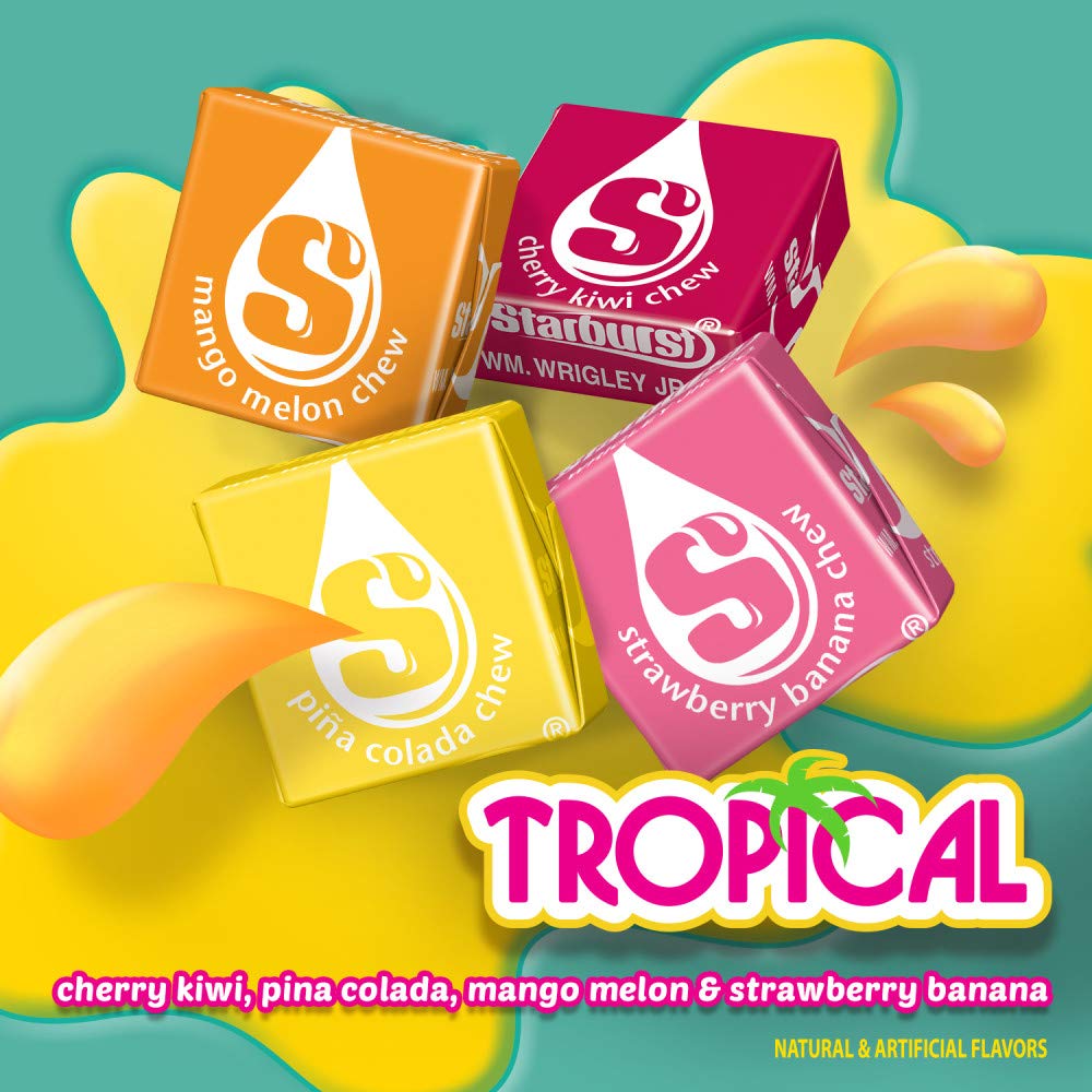Starburst Fruit Chews Candy Sharing Size Resealable Bag, Tropical, 15.6 Ounce