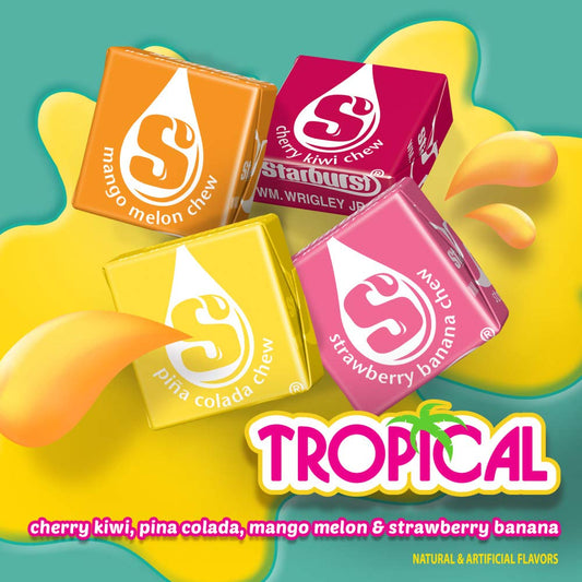 Starburst Fruit Chews Candy Sharing Size Resealable Bag, Tropical, 15.6 Ounce
