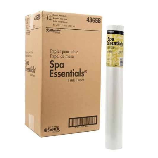 CASE of 12 Graham Beauty Product Spa Essentials Massage Waxing Table Paper Roll Smooth 21" X 225'