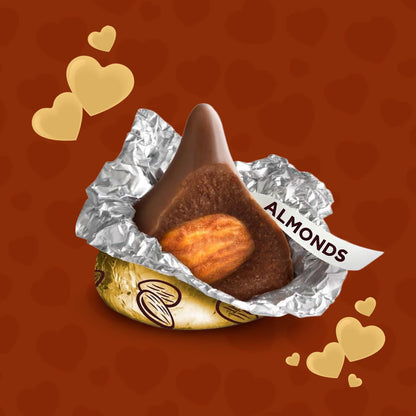 Gold Foil Almond Milk Chocolate Kisses- 1 Pound Bag Individually Wrapped Almond-Filled Chocolates for Holidays, Candy Bowls, Gift Bags & Party Treats