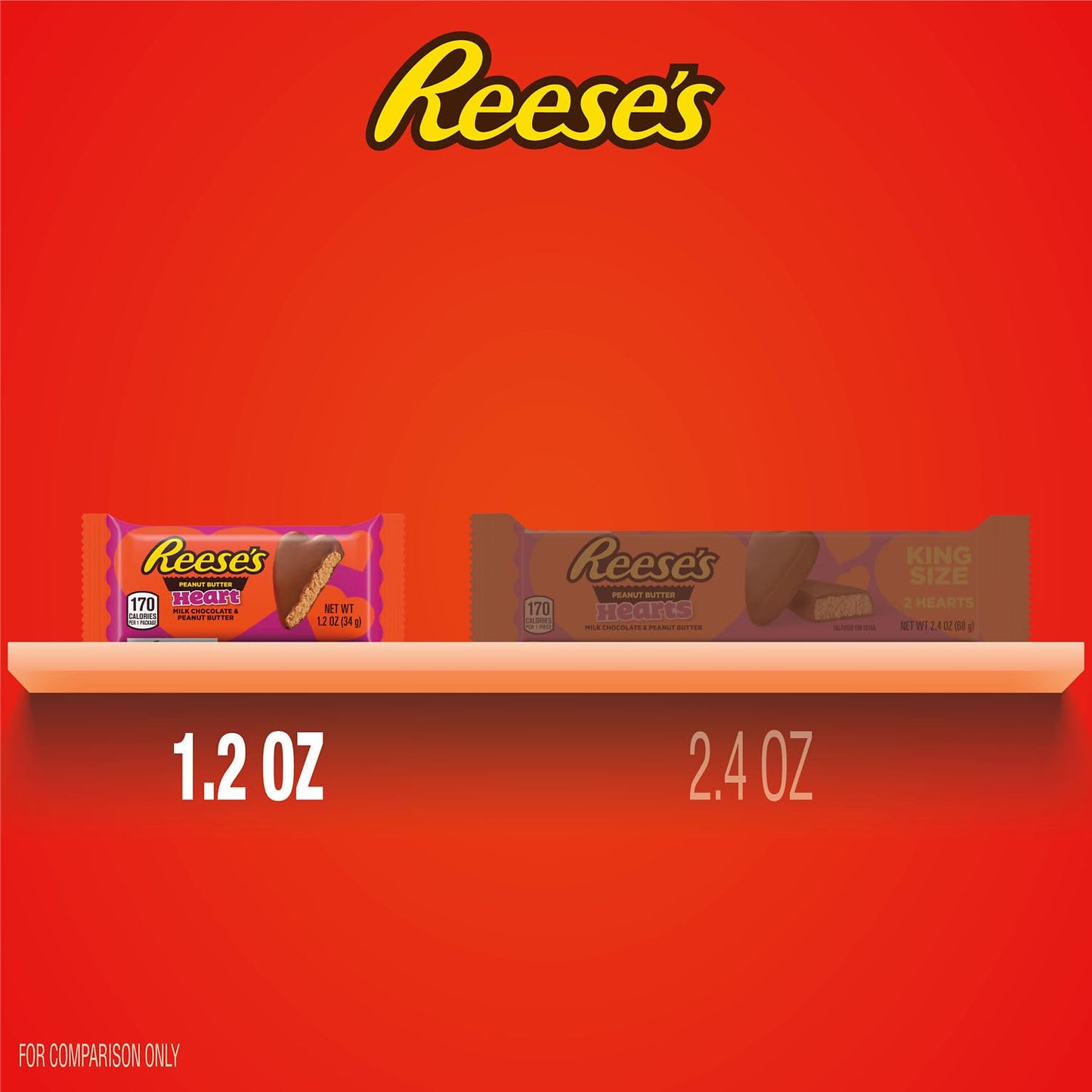 REESE'S Milk Chocolate Peanut Butter Hearts, Valentine's Day Candy Packs, 1.2 oz (36 Count)