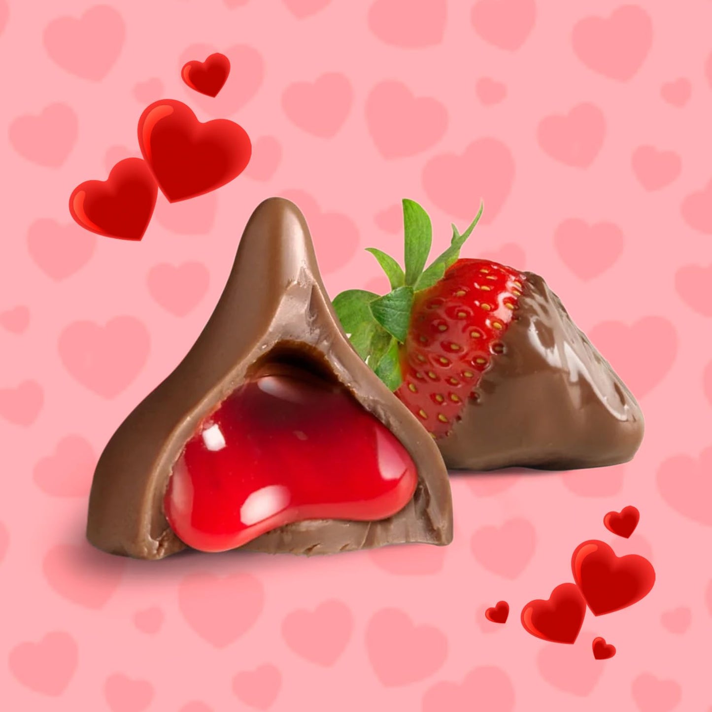 Strawberry Filled Chocolate Valentine Candy - 1 Pound Individually Wrapped Valentine’s Day Candy for Parties, Gift Bags, Candy Bowls, Treat Exchanges & Holiday Celebrations