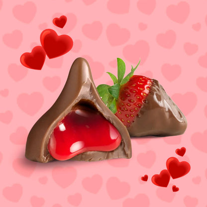 Strawberry Filled Chocolate Valentine Candy - 1 Pound Individually Wrapped Valentine’s Day Candy for Parties, Gift Bags, Candy Bowls, Treat Exchanges & Holiday Celebrations