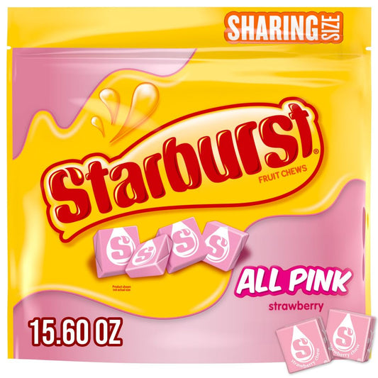 STARBURST All Pink Valentine's Day Fruit Chews Chewy Candy, Sharing Size, 15.6 oz Bag