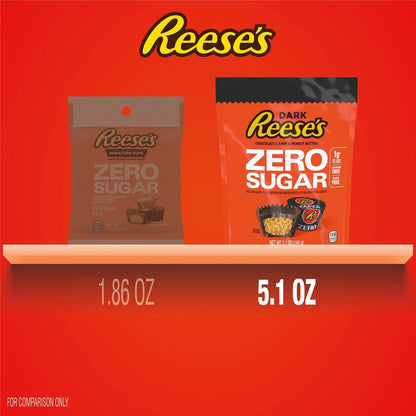 Reese's Zero Sugar Miniatures Dark Chocolate Peanut Butter Cups 5.1 oz Bag - Chocolate Candy & Peanut Butter