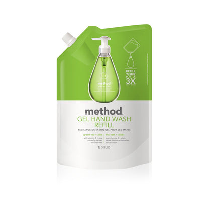 Method Gel Hand Soap Refill, Green Tea + Aloe, 34 Ounce (Pack 6)