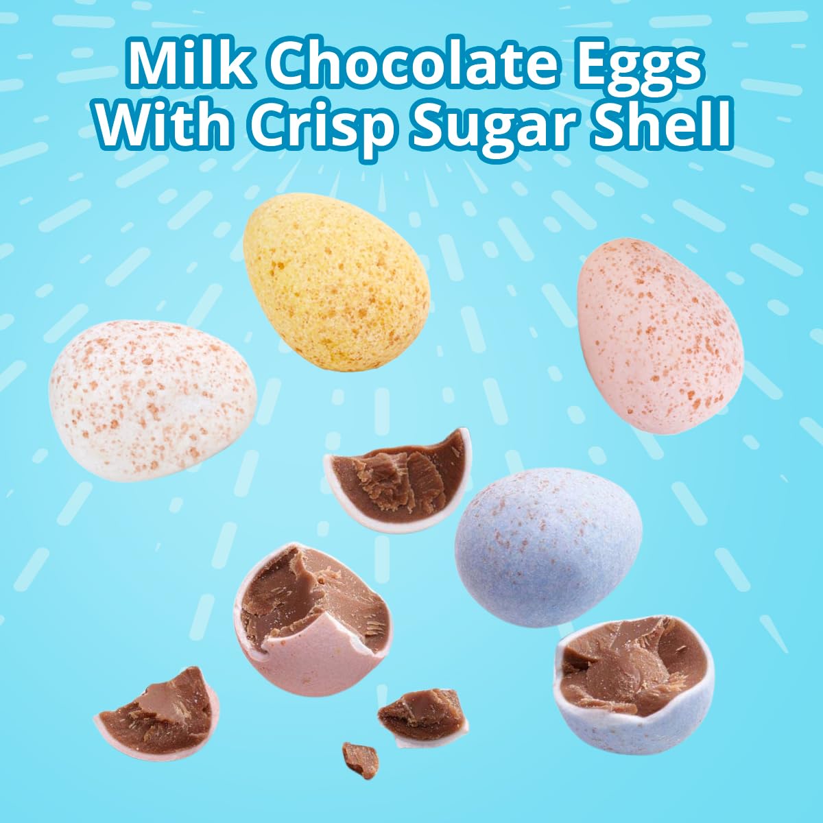 Mini Eggs Bulk Pack 1 Pound - Milk Chocolate Easter Candy For Baskets Stuffers, Egg Hunt, Patries & Treats - Approx 125 Eggs