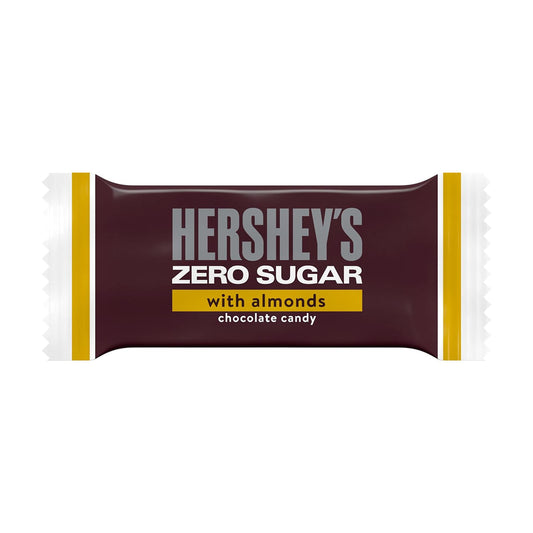 HERSHEY'S Zero Sugar Chocolate with Almonds Candy Bars, Individually Wrapped, Aspartame Free, 5.1 oz Bag