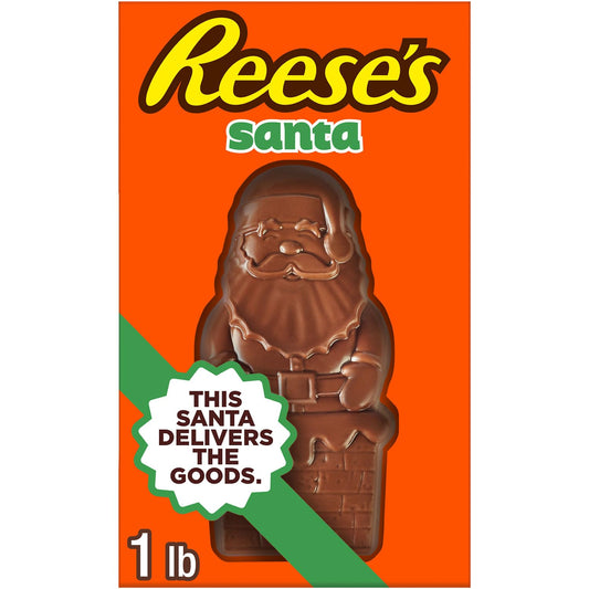 REESE'S Milk Chocolate Peanut Butter Santa, Christmas Candy Box, 16 oz