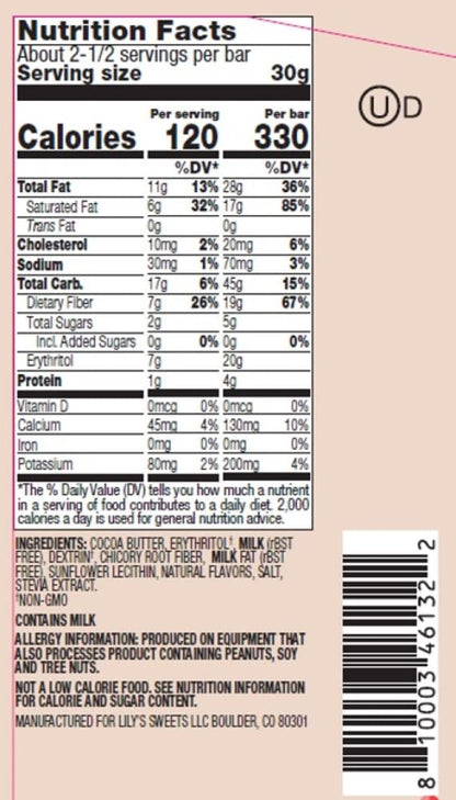 Lily's, White Chocolate Bar, Peppermint, 2.8 Oz