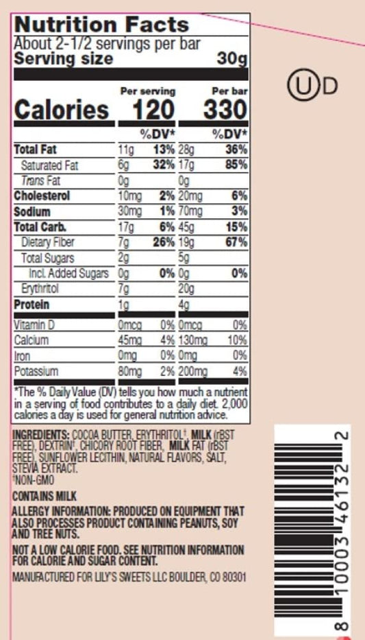 Lily's, White Chocolate Bar, Peppermint, 2.8 Oz