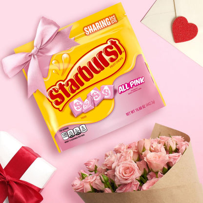 STARBURST All Pink Valentine's Day Fruit Chews Chewy Candy, Sharing Size, 15.6 oz Bag