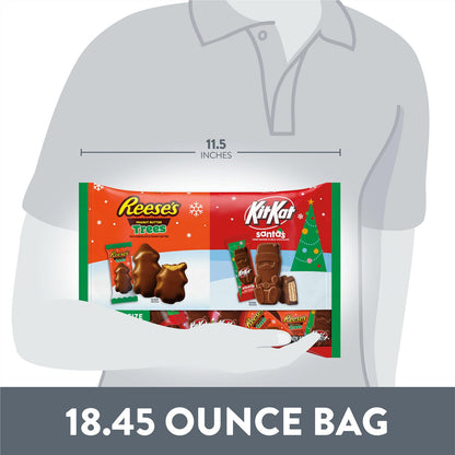 KIT KAT and REESES Assorted Milk Chocolate Snack Size, Christmas Candy Bag, 18.45 oz