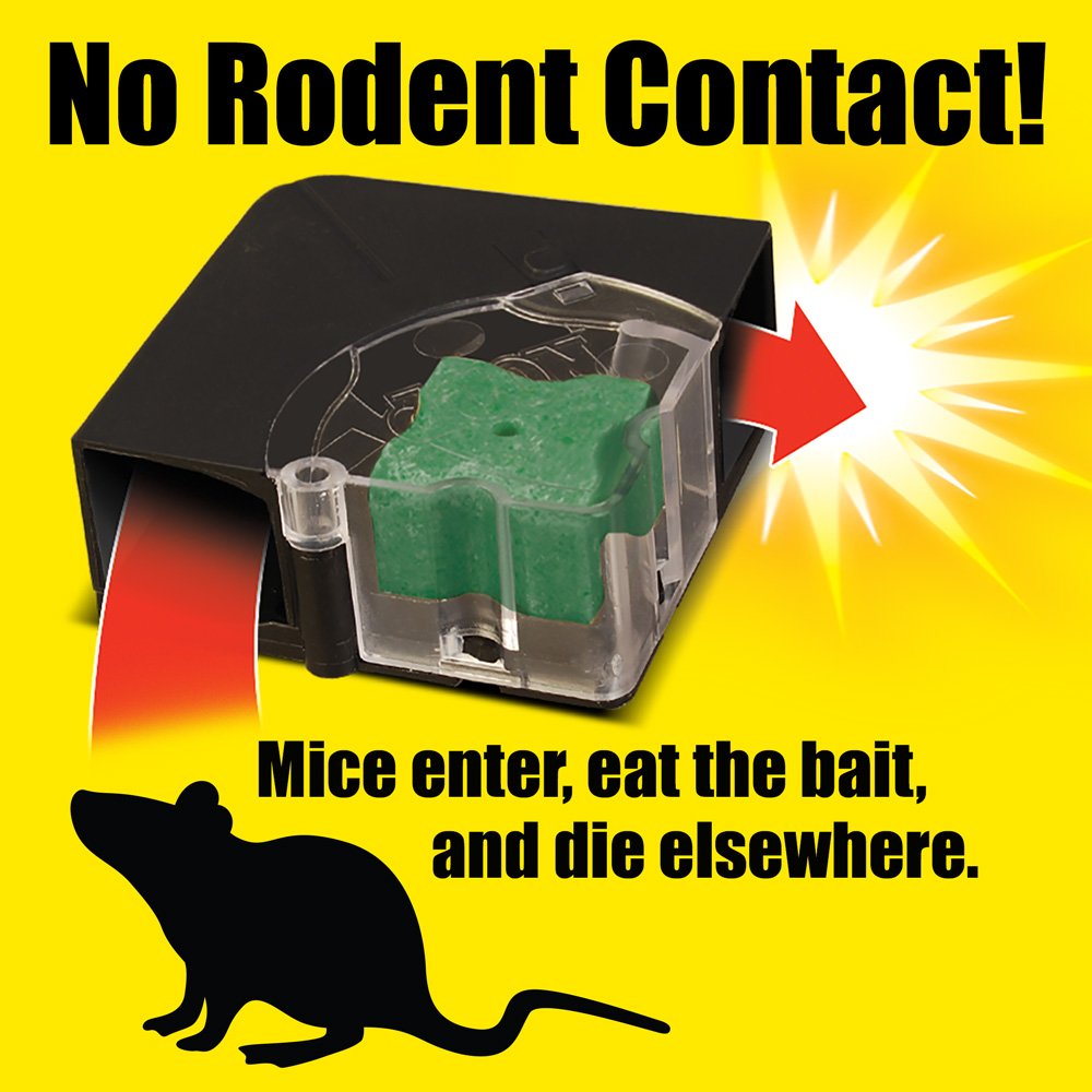 d-CON Disposable Corner Fit Mouse Poison Bait Station, 3 Bait Stations, Packaging May Vary