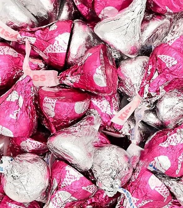 Valentine’s Day Silver & Ice Cream Cone Foil Chocolate Mix - 1 lb Bulk Assorted Individually Wrapped Milk Chocolate & Strawberry Ice Cream Flavoed Chocolate Candy for Parties, Candy Bowls & Treats