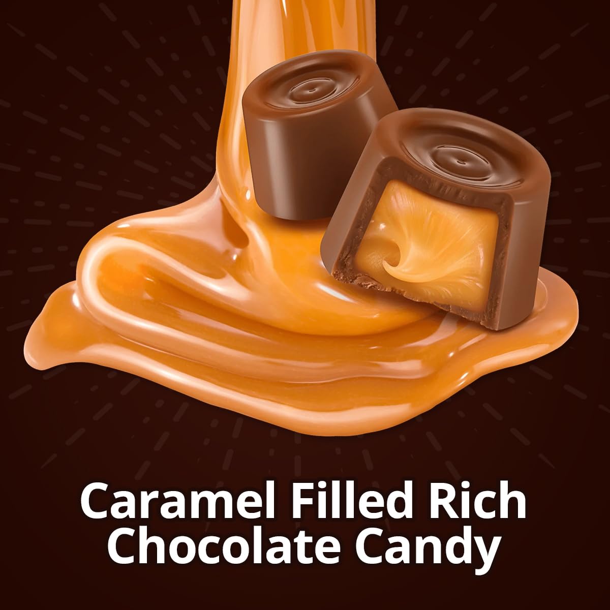 Candy Creamy Caramels Wrapped in Rich Chocolate, 1lb Pack of Christmas Candy Bulk, Delicious Christmas for Gifting, Perfect Christmas Chocolate Mix for Christmas Stocking Stuffers