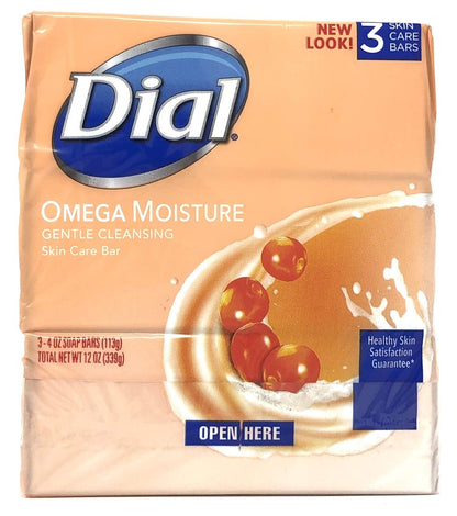 Dial Skin Care Bar Soap, Omega Moisture - 3 pack, 4 oz bars (Pack of 3)