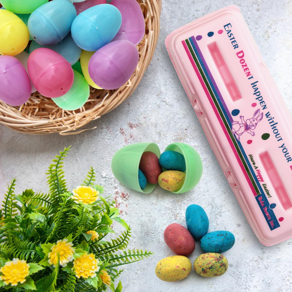 Plastic Easter Eggs Filled with Chocolate Robin Eggs, 12 Filled Easter Egg Bulk