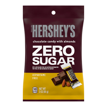 HERSHEY'S Zero Sugar Chocolate with Almonds Candy Bags, 3 oz (12 Count)