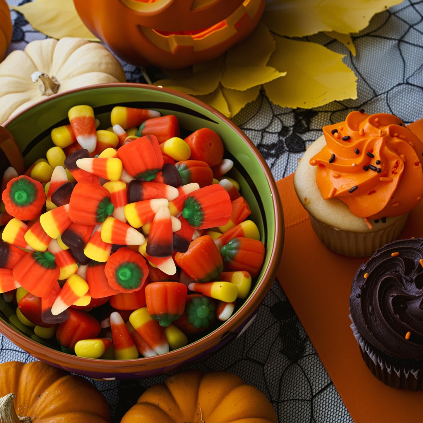 Bulk Autumn Mix Candy 4 Pound Bag - Assorted Fall Flavors, Classic & Harvest Candy Corn, Pumpkin Shaped Halloween Candies Variety For Halloween Parties, Buffets and Treats