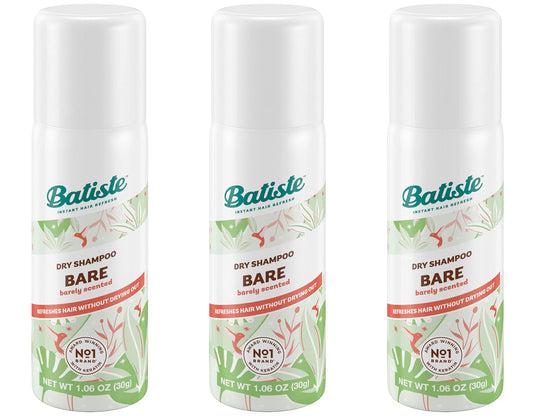 Batiste Dry Shampoo Bare Mini Travel Size 1.06 oz (Pack of 3)