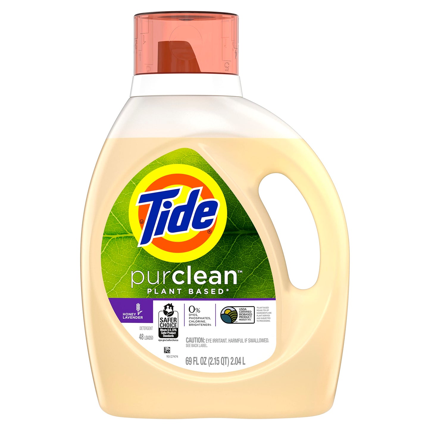 Tide purclean Liquid Laundry Detergent, Honey Lavender Scent, 69 fl oz, 48 loads, 75% plant-based